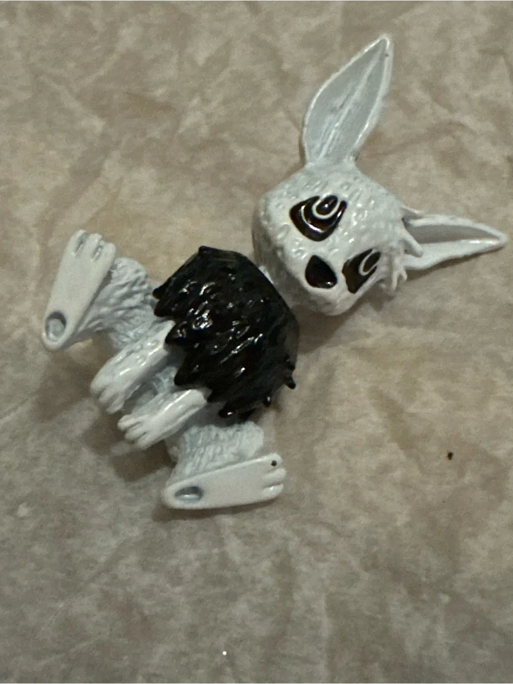 Vintage White and Black Small Rabbit Pet Figure Brooch - Unbranded